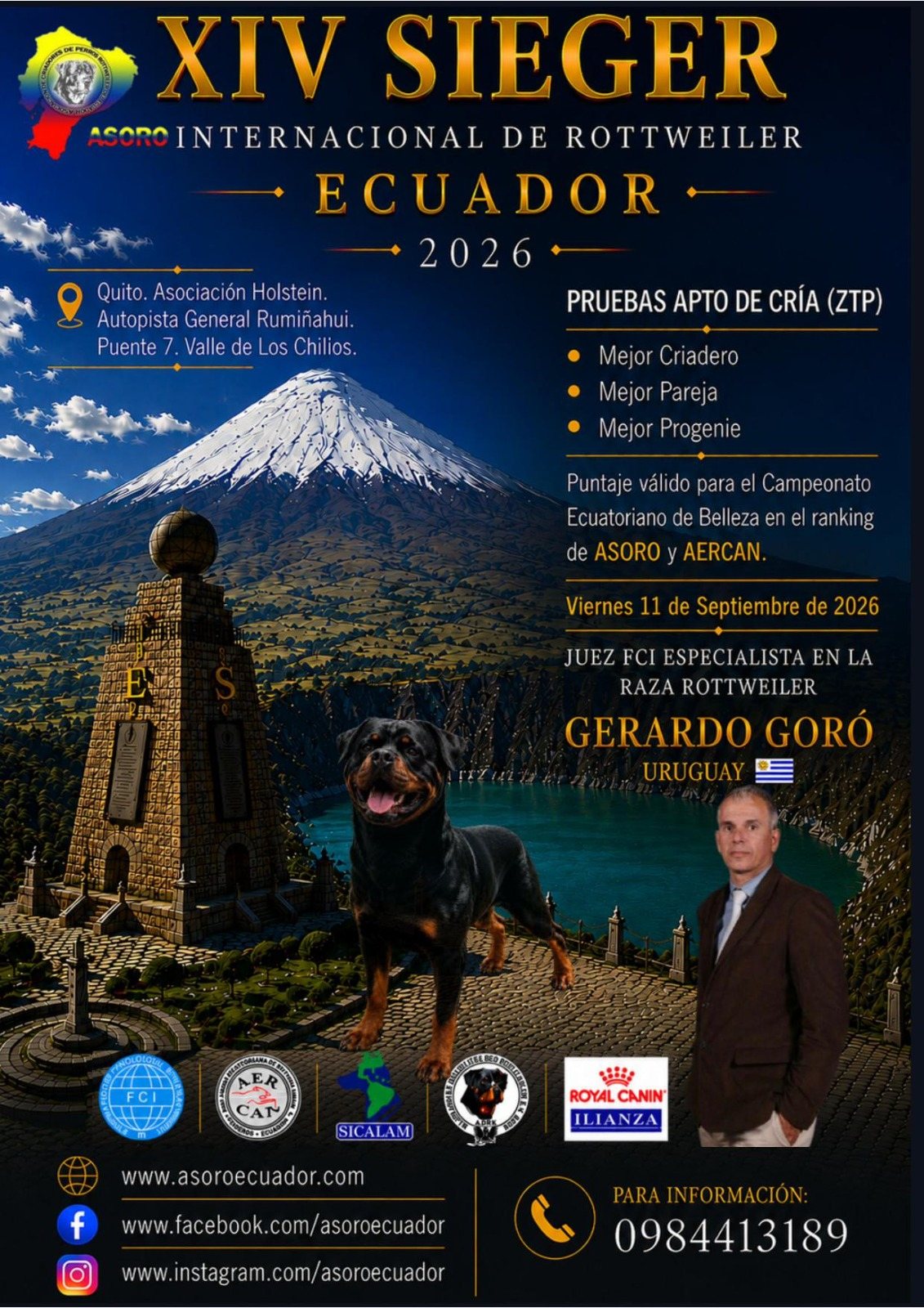 Cartel del XIV Sieger Internacional de Rottweiler Ecuador 2026